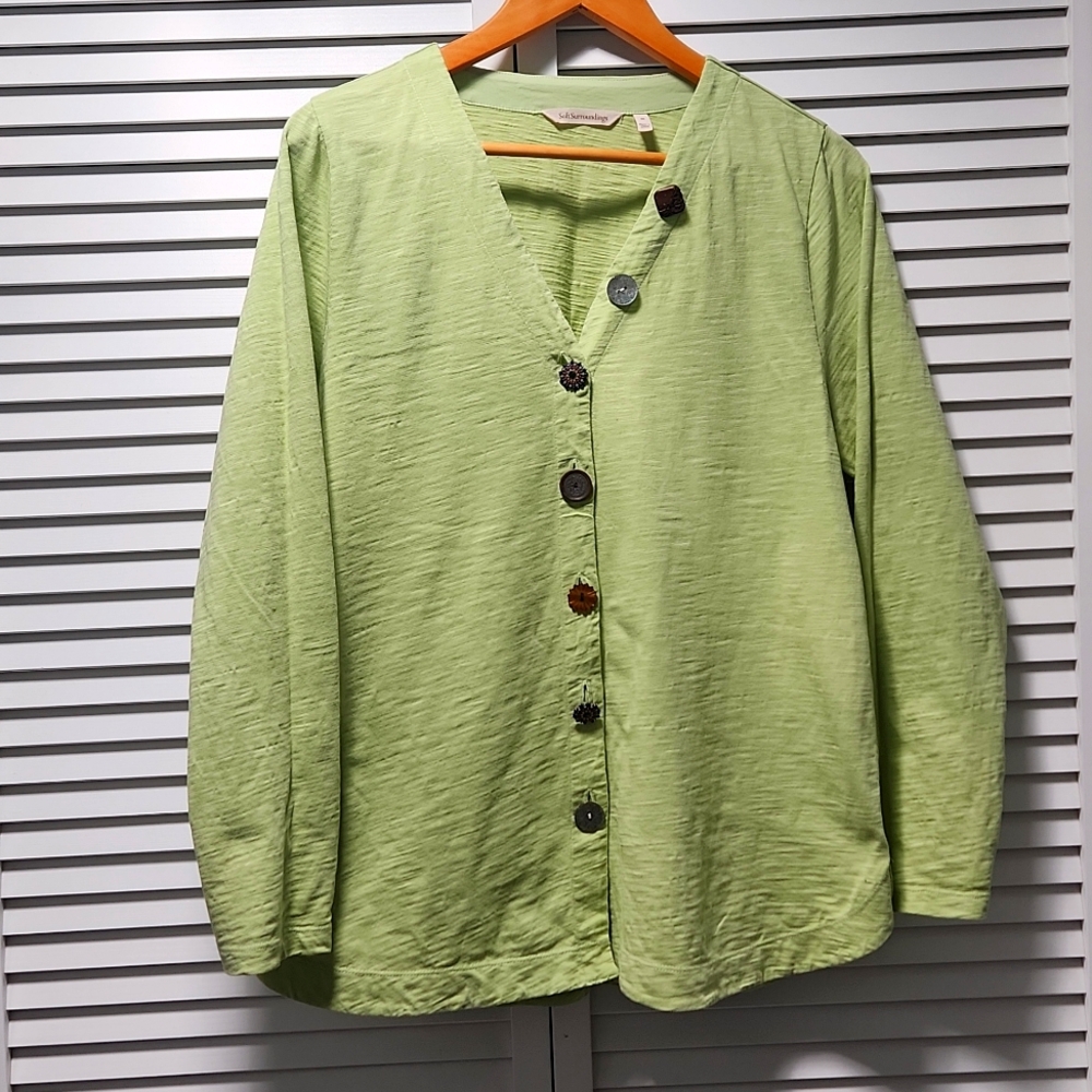 Soft Surroundings lime green top. Size Medium.  Long sleeve, light weight.